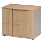 GAUTIER OFFICE Rangement bas 3 portes dont 1 coulissante + 1 étagère Jazz Hêtre Gris clair L80xH71xP48 cm