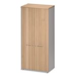 GAUTIER OFFICE Armoire 2 portes pleines Jazz Hêtre Gris clair - Dimensions : L80 x H183 x P48 cm