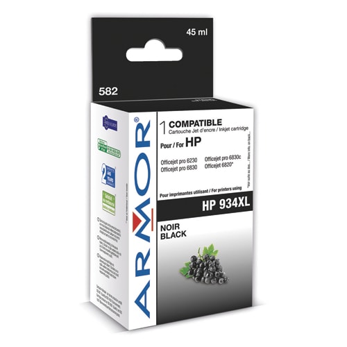384088_d1-1.jpg ARMOR Cartouche Jet d'encre reman pour HP 934XL Noir C2P23AE K20590OW avec gestion des niveaux d'encre – Image 1