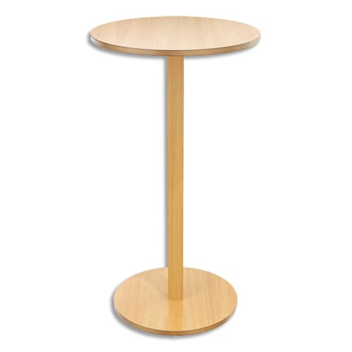 384718_d1-1.jpg PAPERFLOW Mange debout Woody en MDF replaqué hêtre - Hauteur 110 cm, plateau D60 cm, socle D50 cm – Image 1