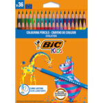 BIC KIDS Evolution ECOlutions Crayons de Couleur - Couleurs Assorties, Etui Carton de 36