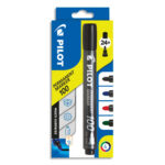 PILOT Pochette de 4 marqueurs permanent 100. Pointe ogive. Encre Noire, Bleue, Rouge, Verte.