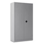 PIERRE HENRY Armoire haute monobloc Corps et Rideau Gris, porte battante - Dim.: L90 x H180 x P43 cm
