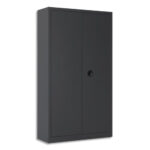 PIERRE HENRY Armoire haute monobloc Corps et Rideau Anthracite, porte battante - Dim L90 x H180 x P43 cm