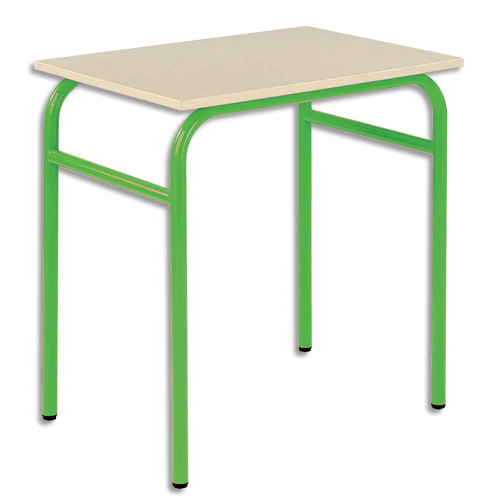 385623_d1-1.jpg SODEMATUB Lot de 4 tables scolaire MONOPLACE, hêtre, plateau 70 x 50 cm, hauteur 76 cm, taille 6, vert – Image 1