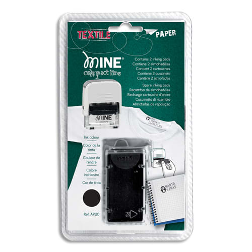 385860_d1.jpg COLOP Blister 2 recharges Noires spécial textile pour tampon Printer C/20 MINE – Image 1