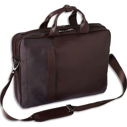386027_d1-1.jpg OBERTHUR Sacoche OREGON 2 compartiments, format 17,3'' - Dimensions : 43 x 10 x 33 cm coloris Brun – Image 1