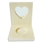 GRAINE CREATIVE Porte-bougie carré en bois avec miroir cœur, 80x100x87mm, à décorer
