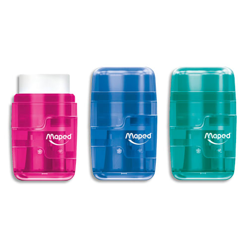 388425_d1.jpg MAPED Taille-crayons gomme CONNECT TRANSLU 2 TROUS, (en présentoir) – Image 1
