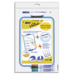 BIC Velleda Ardoise Ecolier Double Face + 5 Feutres Pointe Fine Bleu Effaçables à Sec + 1 Effacette - x1