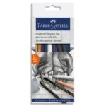FABER CASTELL Set d'esquisse fusain comprenant fusains, crayons blanc, gomme et estompe