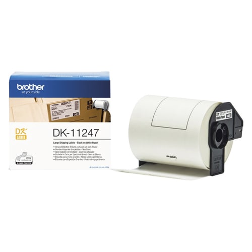 391943_d1-1.jpg BROTHER Rouleau 180 étiquettes prédécoupées Noir/Blanc 103x164mm DK11247 – Image 1
