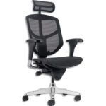 Fauteuil Enjoy en résille Noir avec têtière, à mécanisme synchrone, accoudoirs 3D réglables