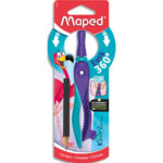 MAPED Compas bague KIDZ 360 sous blister, hauteur 8 cm, chape tourne à 360 trace des cercles facilement.