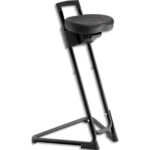 Siège technique assis-debout en PU Noir, rotation assise et en assiette, poignée de préhension