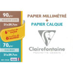 CLAIREFONTAINE Pochette de 12 feuilles 70g 6 feuilles papier millimétré et 6 feuilles calque