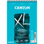 CANSON Album spiralé 20 feuilles XL AQUARELLE, A5, 300G, grain fin Blanc