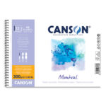 CANSON Album spiralé 12 feuilles papier aquarelle MONTVAL, A4, 300G, grain fin Blanc naturel
