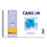 CANSON Album spiralé 12 feuilles papier aquarelle MONTVAL, 13.5x21, 300G, grain fin Blanc naturel