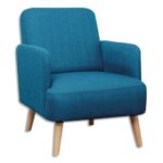 PAPERFLOW Fauteuil Brook Bleu en pin massif et aggloméré, revêtement en tissu, avec accoudoirs