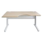 MT INTERNATIONAL Bureau compact retour gauche pied L Hêtre Blanc MT5 - Dime : L160 x H73 x P80/100 cm