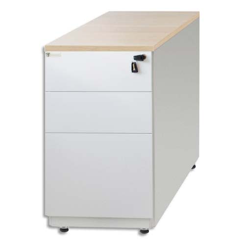 393214_d1-1.jpg MT INTERNATIONAL Caisson hauteur bureau métal 2t + 1t DS Blanc Hêtre MT5 - Dim : L39 x H76/78 x P60 cm – Image 1