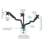 FELLOWES Bras porte-écran Platinum Series triple à pince - Noir 8042601 – Image 3