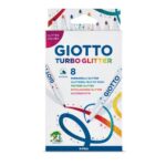 GIOTTO Boîte de 8 feutres de coloriage pailletés assortis, pointe moyenne