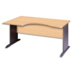 MT INTERNATIONAL Bureau compact pied L retour Gauche MT3 Confort L160 x H76 x P80/60 cm Hêtre noir