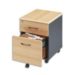 MT INTERNATIONAL Caisson mobile 2 tiroirs MT3 Confort, 1 pour DS, L42 x H54 x P50 cm Hêtre noir