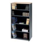 MT INTERNATIONAL Bibliothèque haute MT3 Confort tablette fixe+3 amovibles L91xH182xP43cm Hêtre noir