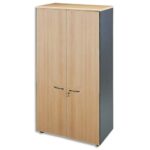 MT INTERNATIONAL Armoire haute portes pleines MT3 Confort, L91 x H182 x P43 cm Hêtre noir