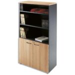 MT INTERNATIONAL Bibliothèque haute demi-portes MT3 Confort, L91 x H182 x P43 cm Hêtre noir