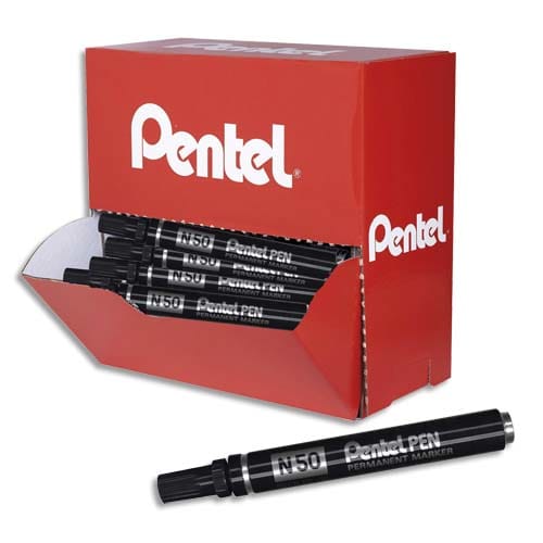 407124_d1.jpg PENTEL Pack eco de 36 marqueurs permanents corps métal N50 pointe ogive encre Noire (30+6 gratuits) – Image 1