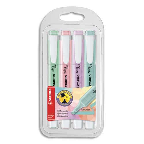 408300_d1.jpg STABILO swing cool Pastel - Pochette de 4 surligneurs pastel - Rose/Lilas/Turquoise/Menthe – Image 1