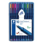 STAEDTLER Etui de 10 stylos bille Triplus Ball 437 XB, pointe métal large 0,7 mm. Assortis