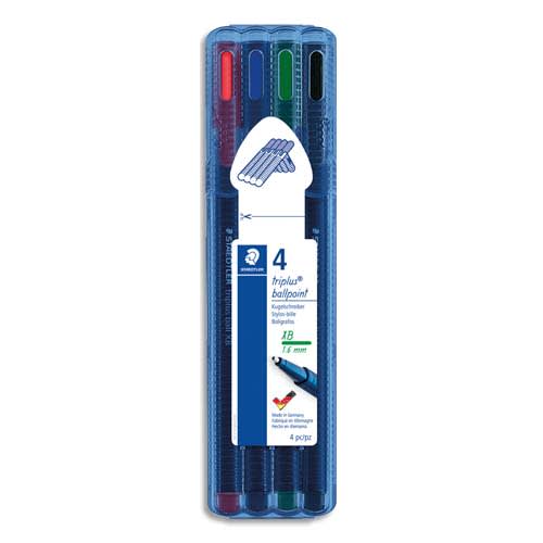 408336_d1.jpg STAEDTLER Etui de 4 stylos bille Triplus Ball 437 XB, pointe métal large 0,7 mm. Assortis – Image 1