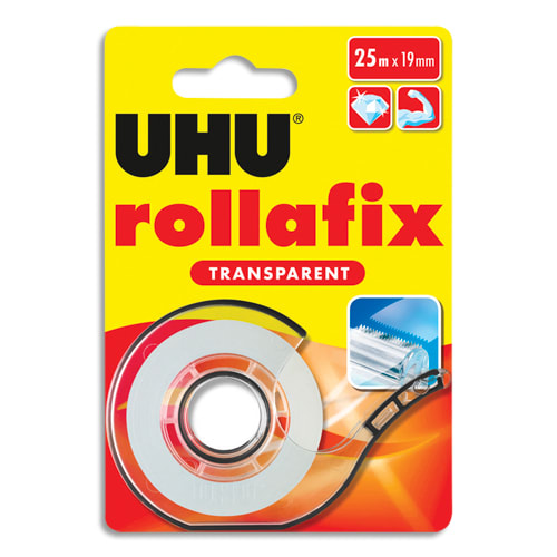 409592_d1.jpg UHU Ruban adhésif sur dévidoir Rollafix transparent 25m x 19mm + recharge – Image 1