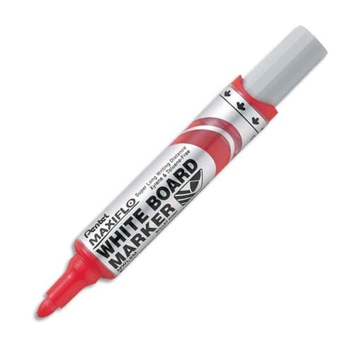 410926_d1.jpg PENTEL Marqueur effaçable sec tableaux Blancs pointe ogive large encre liquide base alcool Rouge MAXIFLO – Image 1