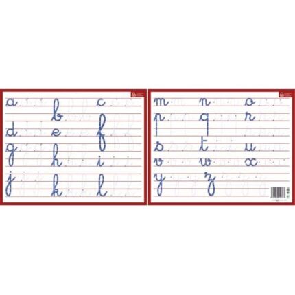 CBG Ardoise Blanche effaçable à sec format 21 x 26,5cm, avec l'aphabet en minuscule cursive
