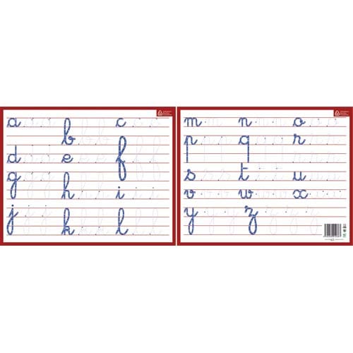 413625_d1-1.jpg CBG Ardoise Blanche effaçable à sec format 21 x 26,5cm, avec l'aphabet en minuscule cursive – Image 1