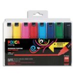 POSCA Pochette 8 marqueurs peinture à eau, pointe large conique PC7M. Assortis