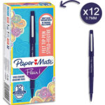 PAPERMATE Stylo feutre Flair Original, pointe M Trait 0,7 mm Bleu Marine