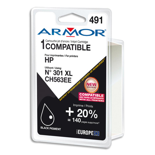 416005_d1-1.jpg ARMOR Cartouche compatible Jet d'encre Noir HP 301XL B20415R1 – Image 1