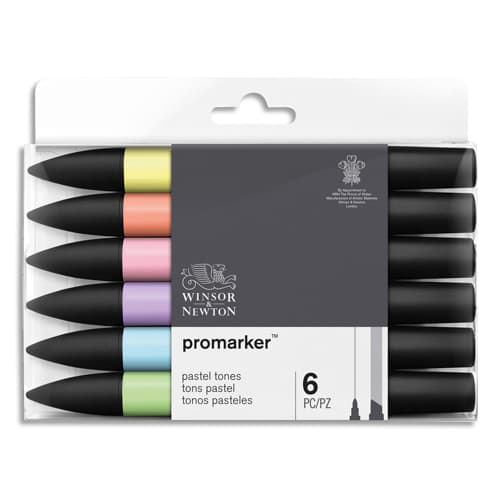 429538_d1-1.jpg WINSOR & NEWTON Boîte de 6 ProMarker, couleurs tons pastels assortis – Image 1