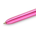 BIC Stylo bille 4 couleurs rétractable Shine. Pointe Moyenne (1,0 mm) - Corps Métallisé Rose – Image 2