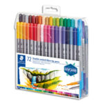 STAEDTLER Set 72 Feutres de coloriage double pointe fine 0,5 à 0,8mm et large 3mm, à base d'eau, assortis
