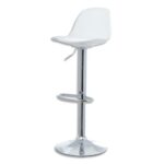 PAPERFLOW Lot de 2 Tabourets Bobba assise Blanche + coussin, piètement acier chromé, L39 x H104 x P42 cm
