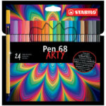 STABILO Pen 68 ARTY feutre de dessin pointe moyenne - Etui carton de 24 feutres - Coloris assortis