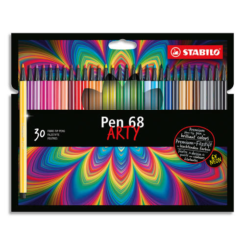 434072_d1-1.jpg STABILO Pen 68 ARTY feutre de dessin pointe moyenne - Etui carton de 30 feutres - Coloris assortis – Image 1